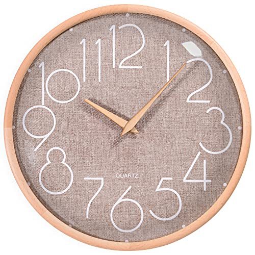 青空良品 Ys インテリア時計 電池式 Csjbhx チッキング 大きな数字 掛け時計 壁掛け時計 12インチ Csjbhx 読みやすい リ サイレントウォールクロック カーブガラス 自宅 オフィス 教室 学校用 木製