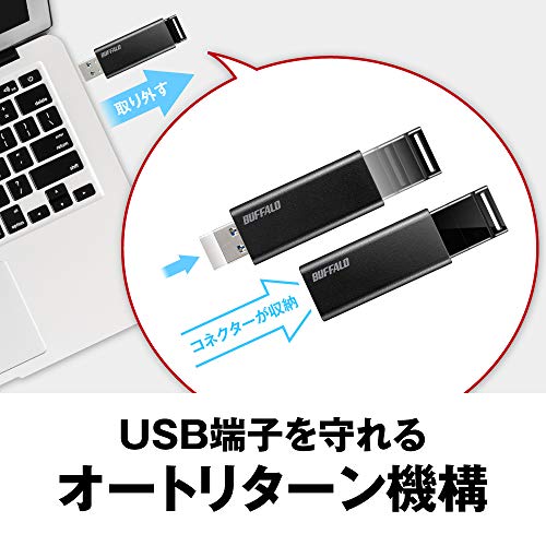  Buffalo USB memory 32GB knock sliding type USB3.2(Gen1)/3.1(Gen 1)/3.0/2.0 completion support RUF3-KS32GA-BK/N