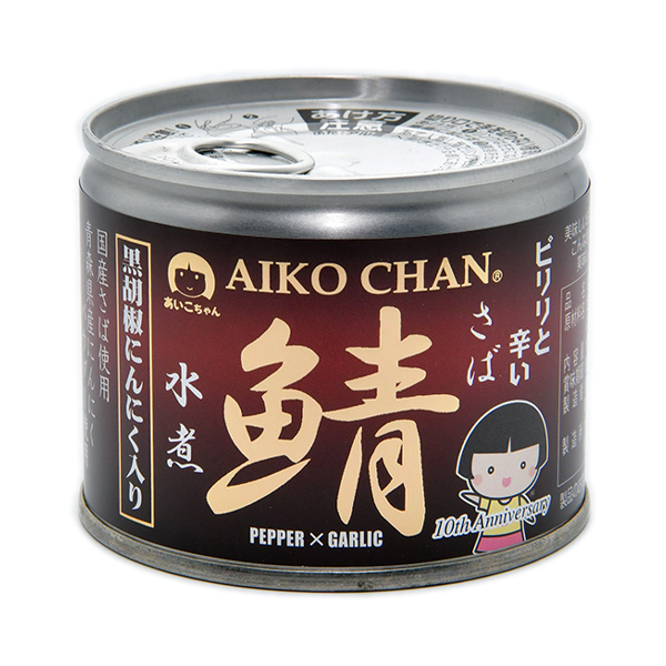 AIKO CHAN あいこちゃん 鯖水煮 黒胡椒にんにく入り 190g×24缶 缶詰の商品画像