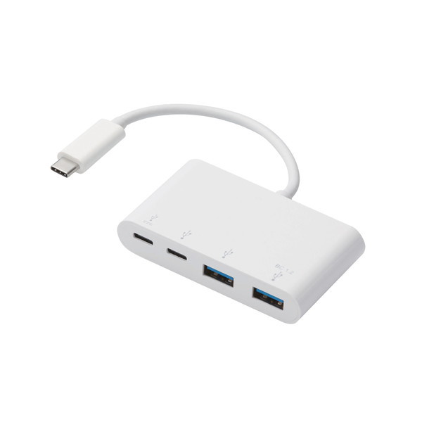 ELECOM USB Type-Cコネクタ搭載USBハブ （USB PD対応） ホワイト ［U3HC-A424P10WH］ USBハブの商品画像