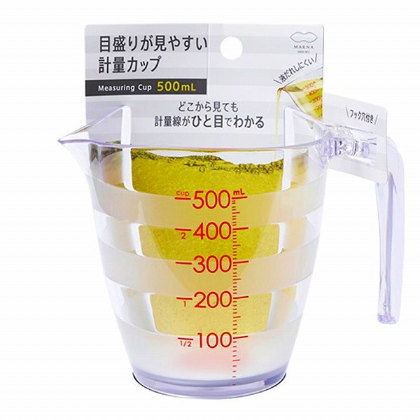 marna marna 目盛りが見やすい計量カップ 500mL（クリア）K728CL×1個 計量カップの商品画像