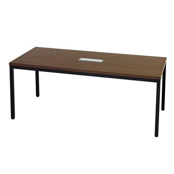【法人専用】 LOOKIT 会議用テーブル ミーティングテーブル 配線ボックス付き 幅1800×奥行900×高さ720mm ウォールナット×ブラッの商品画像