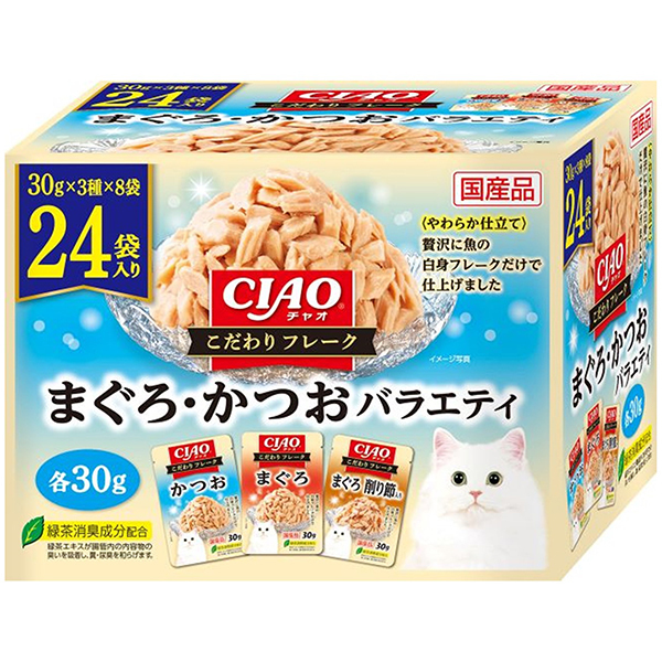 CIAO こだわり フレーク 24袋入り まぐろ・かつおバラエティ 720g（30g×24袋）×1箱の商品画像