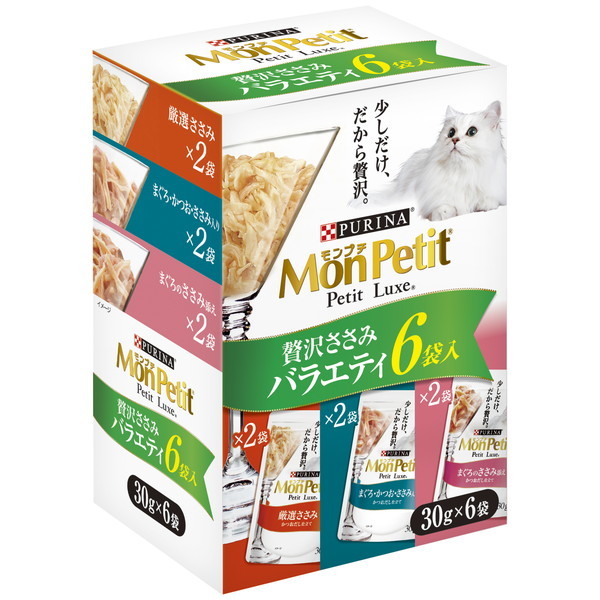 Nestle モンプチ プチリュクス 贅沢ささみバラエティ 6袋入（30g×6袋）×1箱 PURINA モンプチ 猫缶、ウエットフードの商品画像