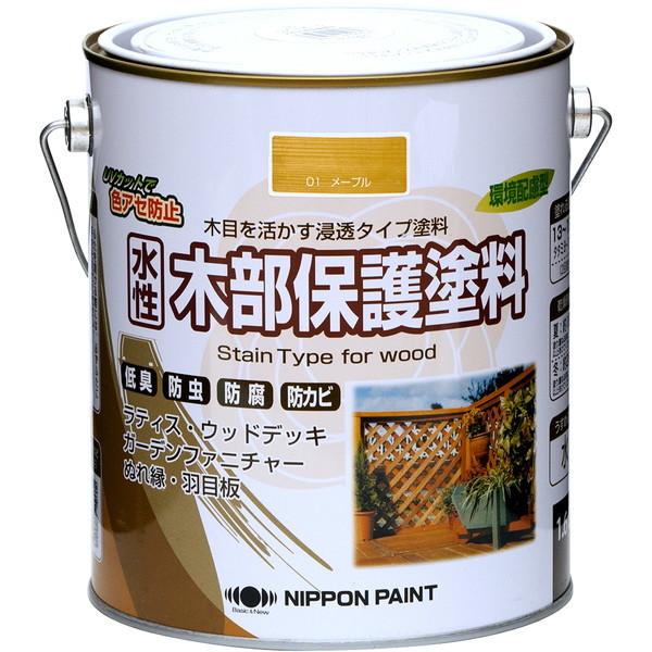 NIPPON PAINT ニッペ 水性木部保護塗料 メープル 1.6L ペンキ、塗料の商品画像