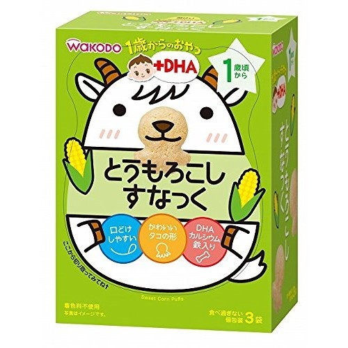 和光堂 1歳からのおやつ＋DHA 1歳頃から とうもろこしすなっく 赤ちゃん用お菓子の商品画像