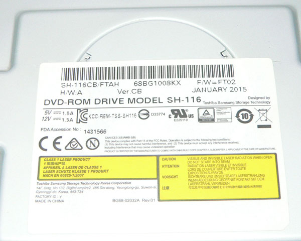 SH-116 DVD-ROM Drive 5 дюймовый встроенный SATA подключение Fujitsu PRIMERGY TX300 S8 снят 