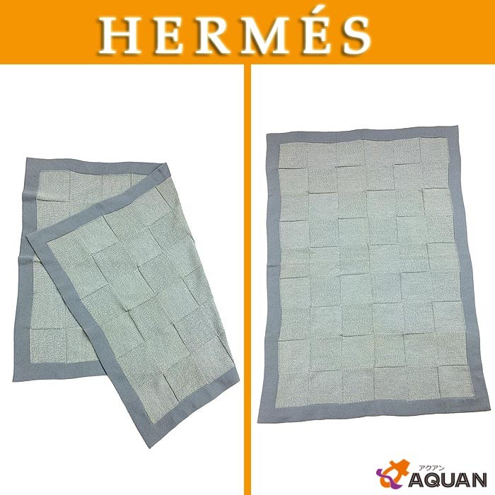  great special price sale HERMES Hermes blanket lap blanket wool 100% light gray 