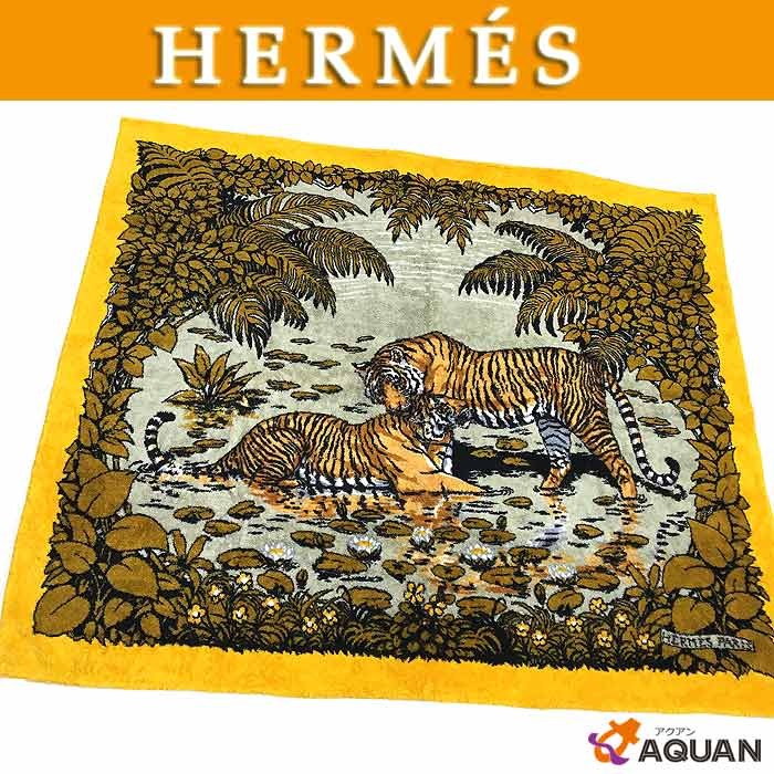 HERMES Hermes beach towel blanket large size cotton 100% yellow group man and woman use 