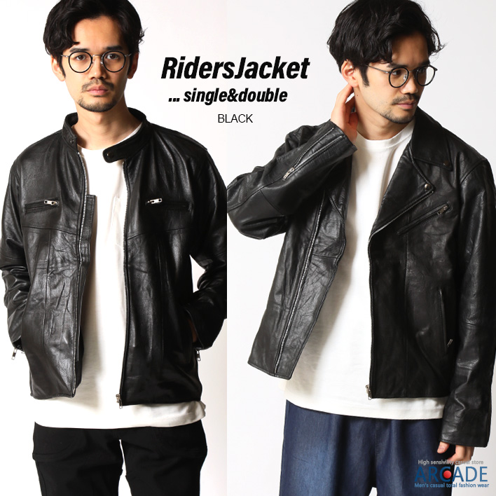  original leather rider's jacket men's outer leather jacket blouson single Double Rider's 2024 spring new work 