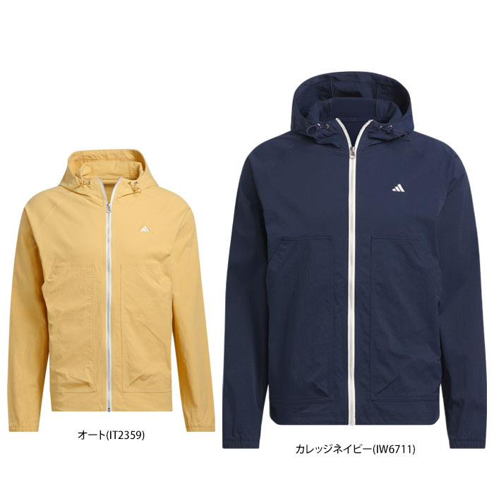 セール♪ アディダス メンズ GO-TO 防風 ロゴ刺繍 ストレッチ 長袖 フルジップ フーディー JTX89 ゴルフウェア 2024年秋冬モデル 有賀園 ゴルフの商品画像
