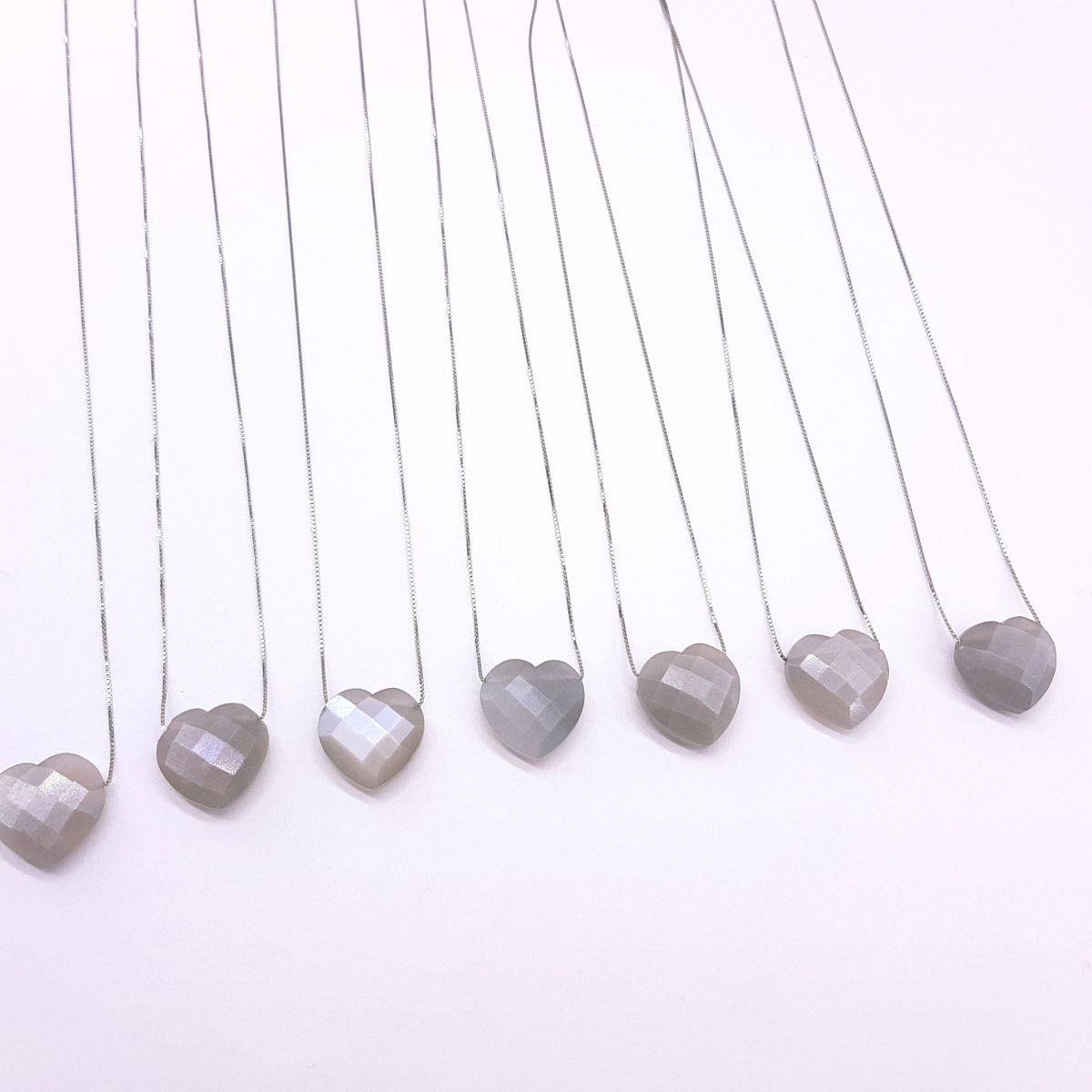  натуральный голубой лунный камень Heart cut sv925 колье 