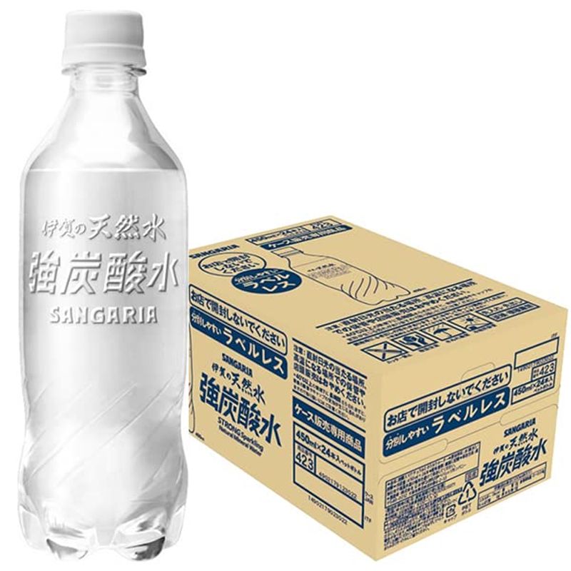 伊賀の天然水 強炭酸水 ラベルレス 450ml × 48本 ペットボトルの商品画像