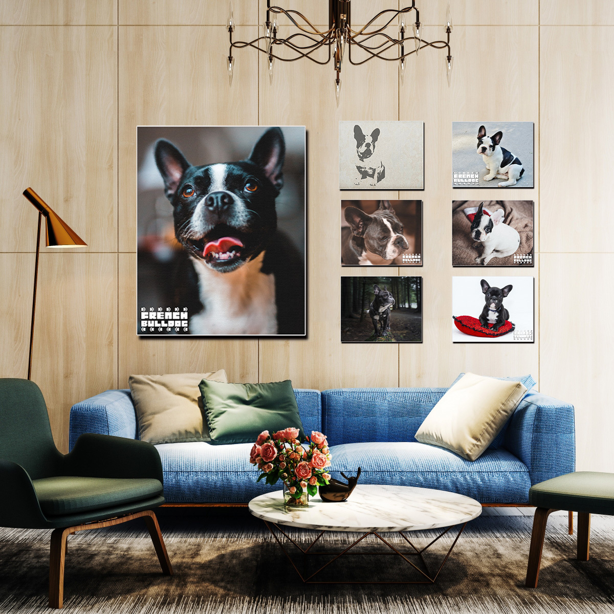  fabric wall art canvas panel picture name . poster picture frame interior Pug French bru dog French Bull dogbsa leather stylish lovely 