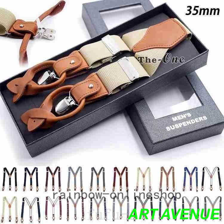  suspenders men's suspenders Y type 35mm6 point stop button clip 2WAY rubber wedding presentation Father's day 