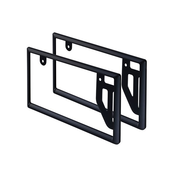 GLOSSYナンバーフレームセットBK 外装 ドレスアップ 傷防止 2枚入り クロームメッキ 普通車 軽自動車 ナンバープレート ブラック セイワ K443の商品画像