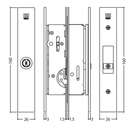 . door pills WEST 333 waist all-purpose exchange . door pills DIN bru cylinder key 5 pieces attaching 333-S2305(ST: painting silver /BT: painting bronze ).... door 