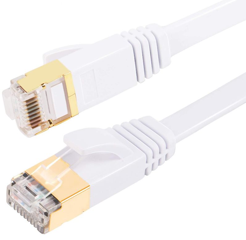 LAN cable CAT7 1m Flat 10 Giga correspondence shield cable thin type gilding connector tab breaking prevention 
