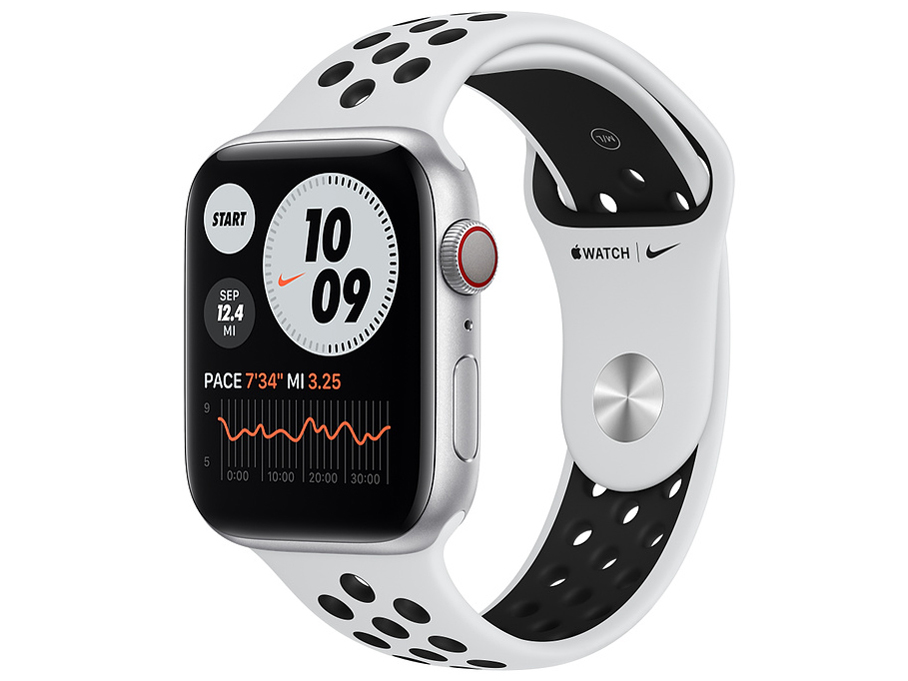 Apple Apple Watch Nike Series 6 GPSï¼Cellularã¢ãã« 44mm ã·ã«ãã¼ã¢ã«ããã¦ã ã±ã¼ã¹ã¨ãã¥ã¢ãã©ããã /ãã©ãã¯Nikeã¹ãã¼ããã³ã