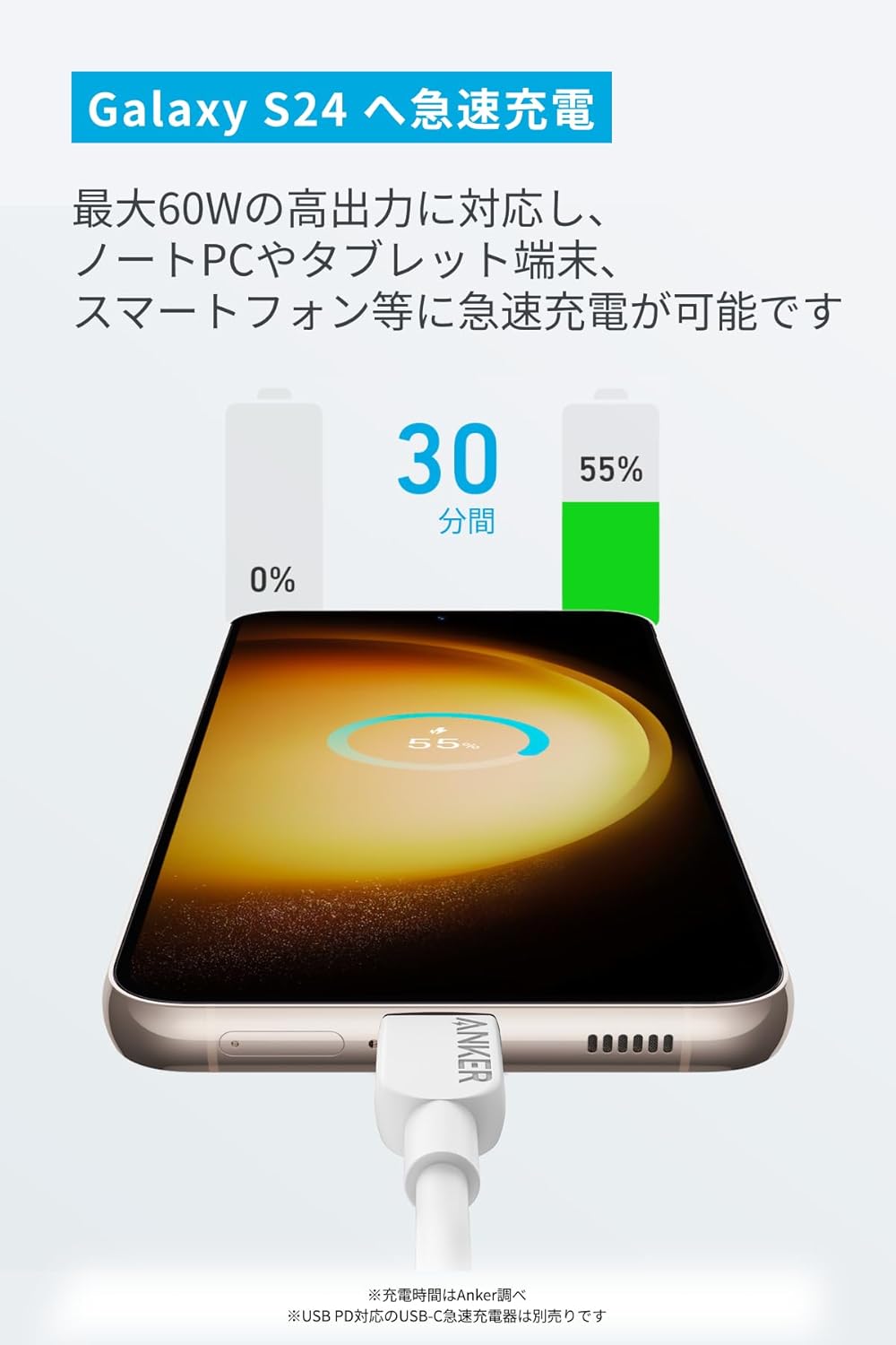 2 шт. комплект Anker 310 USB-C &amp; USB-C кабель 60W USB PD соответствует iPhone 16 / 15 Galaxy S24 iPad Air 5 MacBook Pro 0.9m 1.8m соответствует 