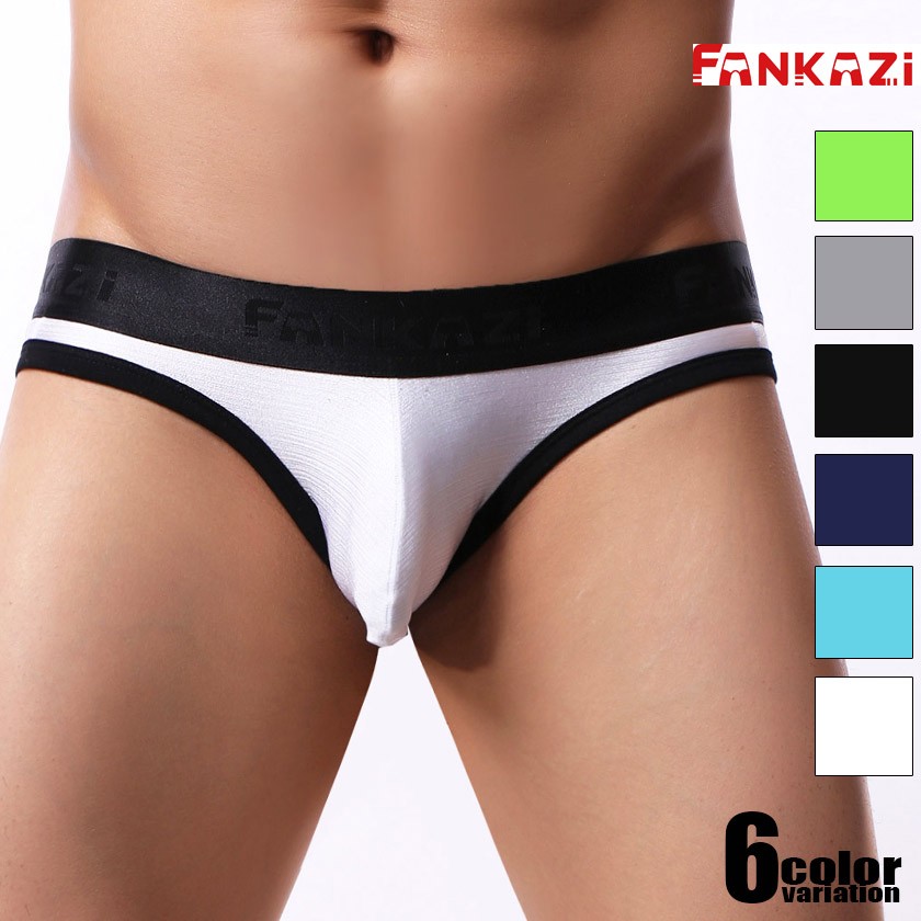  bikini Brief FANKAZi fan kaji Kirakira stretch bikini Brief man underwear men's pants lustre full back White Day 