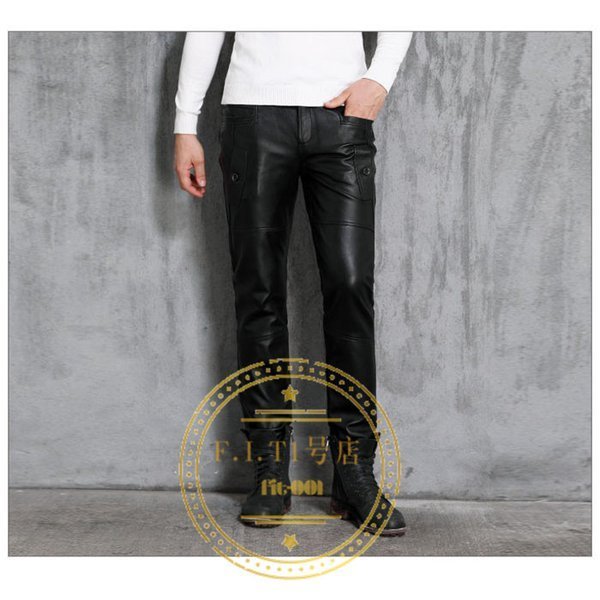  sheep leather leather ntsu men's pants leather pants bike pants original leather plain handsome large . size skinny pants for motorcycle 