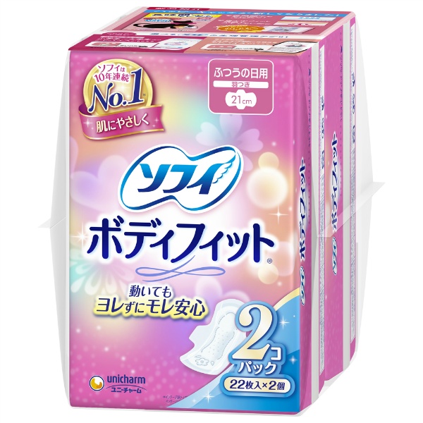 ソフィ ボディフィット ふつうの日用 羽つき 21cm 22コ入り×2コパック×3組（22コ入×6）の商品画像