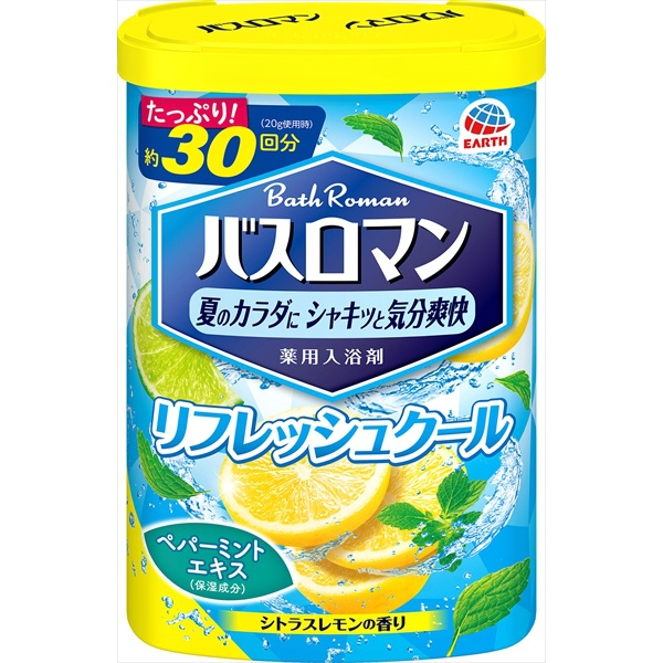 アース製薬 バスロマン リフレッシュクール シトラスレモンの香り 600g ×1 バスロマン 浴用入浴剤の商品画像