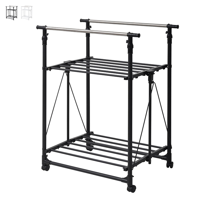 B.Bファニシング ワンタッチ収納洗濯物干しラック ワイド ONLR-0065（ブラック） 室内物干しの商品画像