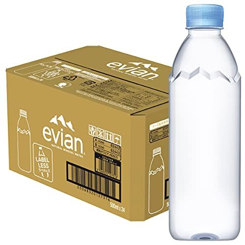 evian エビアン ラベルレス 500ml × 24本 ペットボトル ミネラルウォーター、水の商品画像