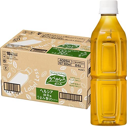 Kao 花王 ヘルシア緑茶 うまみ贅沢仕立て 500ml × 24本 ラベルレス ペットボトル ヘルシア お茶（ソフトドリンク）の商品画像