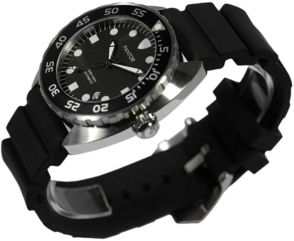 【新品 送料込み】 Pantor Nautilus ダイブウォッチ - 200m ダイバーウォッチ メンズ 自動ムーブメント 回転ベゼル サファイアクリスタル ラバースト 【MYK6179979783】(21598円)