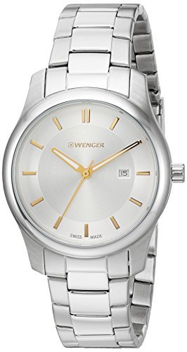 (ウェンガー) Wenger メンズ「シティクラシック」スイスクオーツ ステンレススチール＆レザー カジュアル腕時計 Silver Two-Tone 腕時計用品 MYK1200963754(10840円)