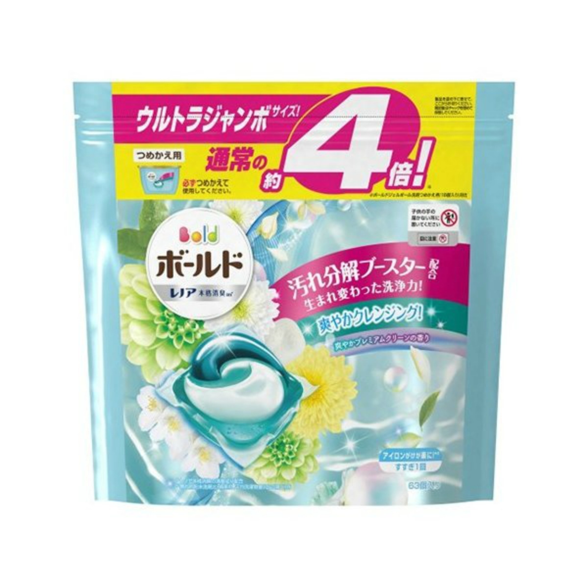 P&G ボールド ジェルボール3D [つめかえ用] 爽やかプレミアムクリーンの香り 63個入り × 1個 ボールド 液体洗剤の商品画像
