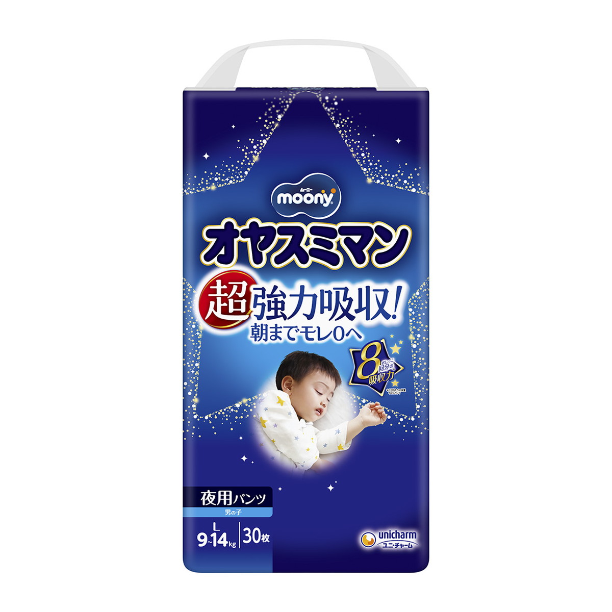 unicharm オヤスミマン 男の子用 Lサイズ 30x1パック moony オヤスミマン 紙おむつの商品画像