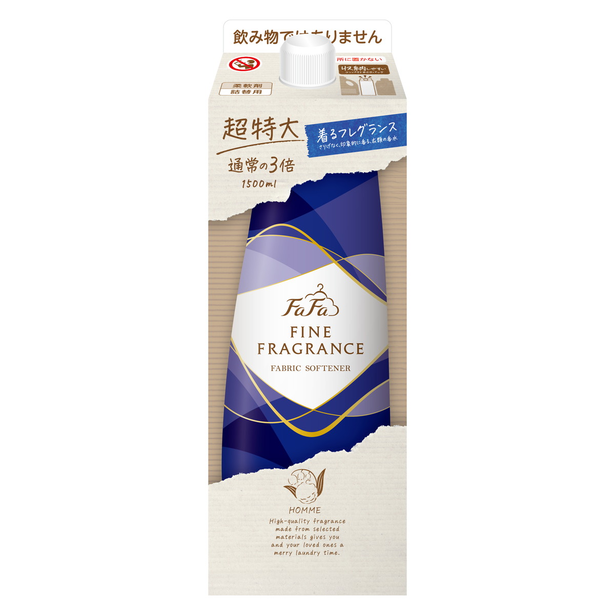 ファーファ ファーファ ファインフレグランス オム クリスタルムスクの香り 柔軟剤 詰替用 エコパック 1500ml × 1個 FaFa ...