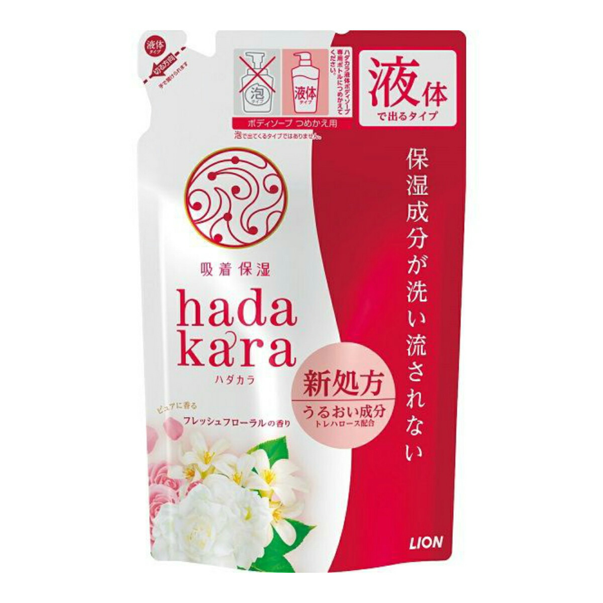 LION hadakara ボディソープ フレッシュフローラルの香り つめかえ用 360ml×1個 ハダカラ ボディソープの商品画像