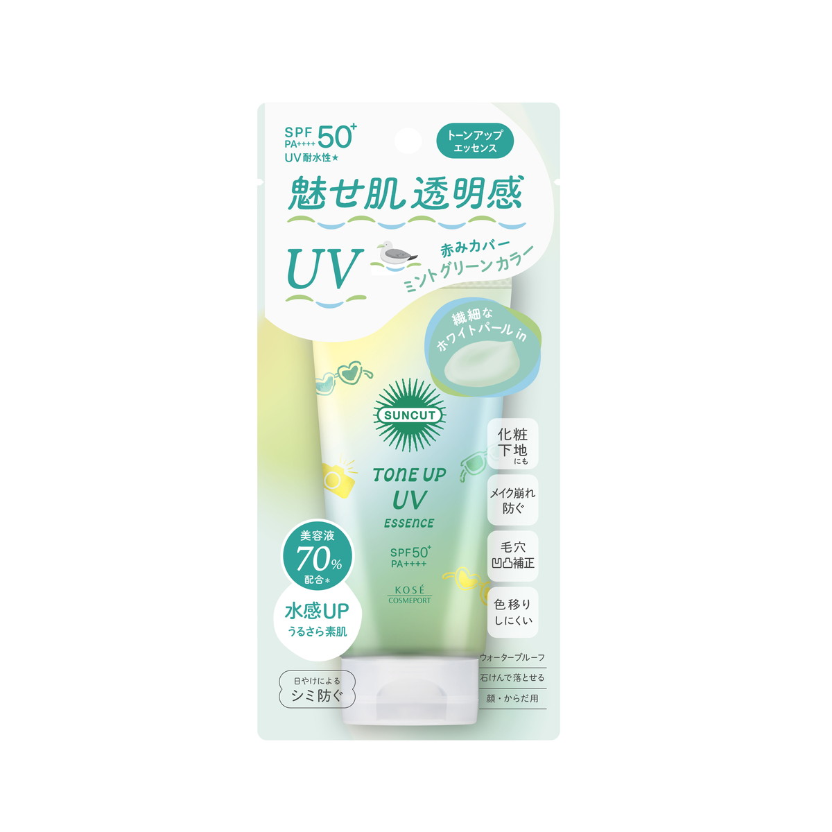 SUNCUT サンカット トーンアップUV エッセンス SPF50＋ PA＋＋＋＋ 80g（ミントグリーン）×1個 2023年リニューアル 日焼け止めの商品画像