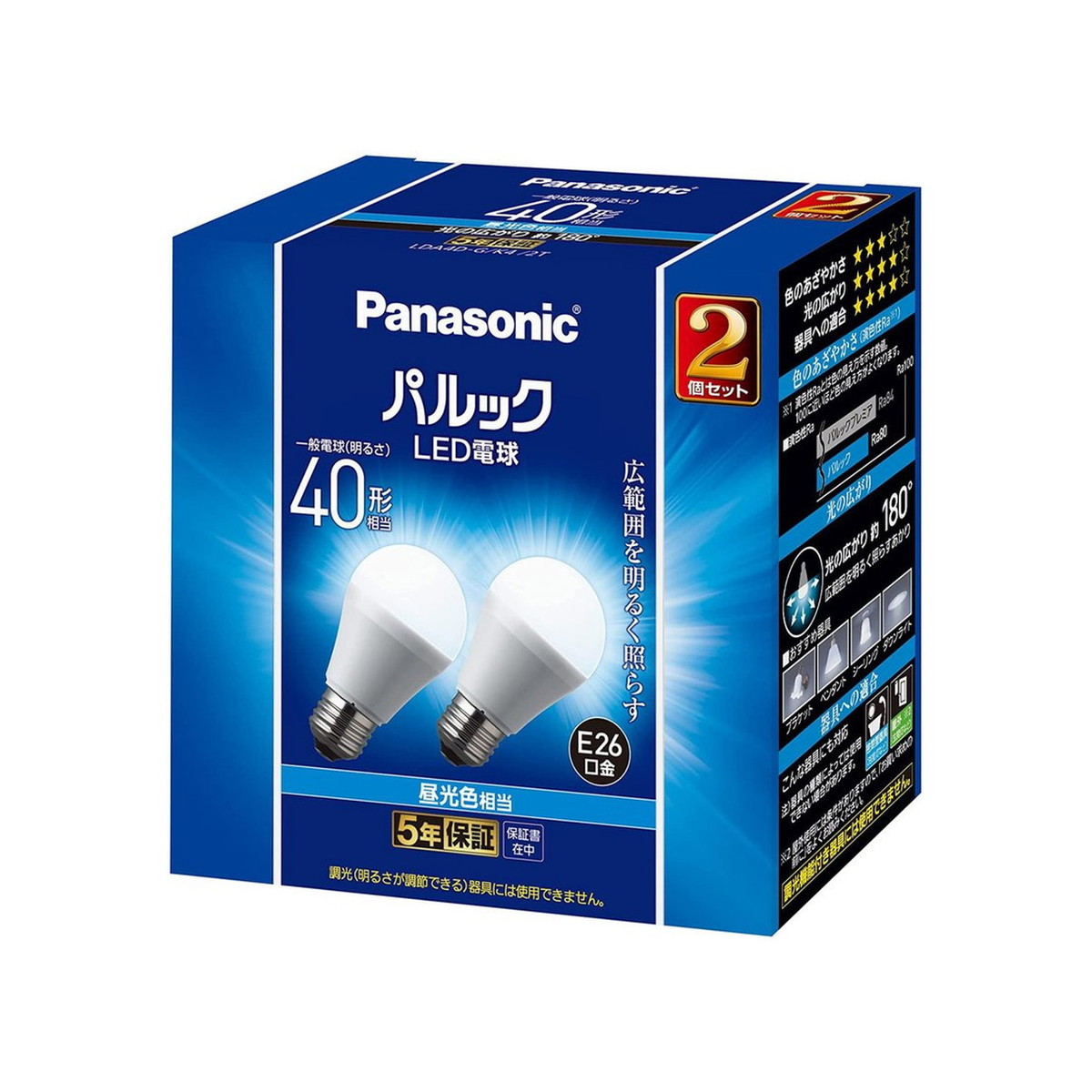 Panasonic 【2個】LED電球 LDA4DGK42T （昼光色相当） ×5セット パルック LED電球、LED蛍光灯の商品画像