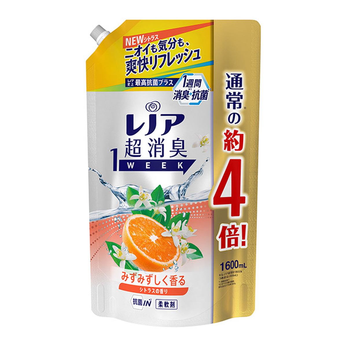 P&G レノア超消臭1WEEK みずみずしく香るシトラスの香り 柔軟剤 詰替用 1600ml × 6個 レノア レノア超消臭1WEEK 柔軟剤の商品画像