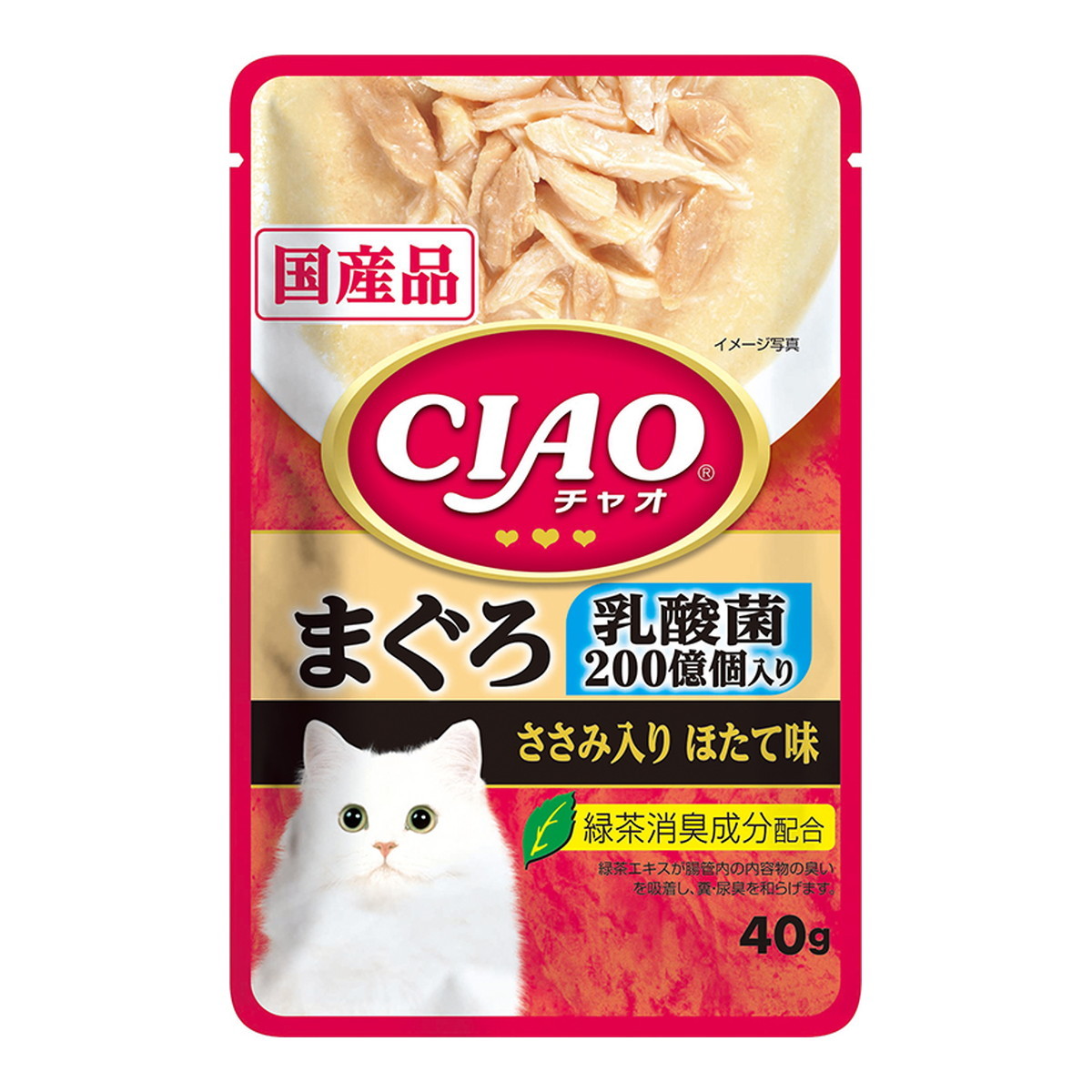 いなばペットフード CIAO パウチ 乳酸菌入り まぐろ ささみ入り ほたて味 IC-326 40g×10個 CIAO（いなばペットフード） 猫缶、ウエットフードの商品画像