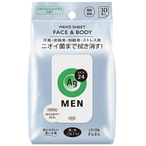 エージー24メン メンズシート フェイス＆ボディ スタイリッシュシトラスの香り 30枚入×1の商品画像