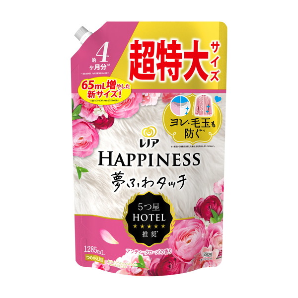 レノアハピネス 夢ふわタッチ 華やかに香るアンティークローズ 柔軟剤 詰替用 1285ml × 6個の商品画像