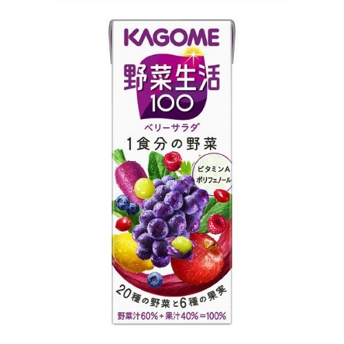 KAGOME 野菜生活100 ベリーサラダ 200ml×24本 紙パック 野菜生活100 野菜ジュースの商品画像