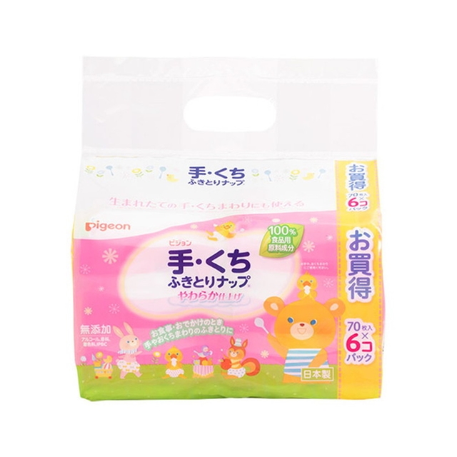 Pigeon ピジョン 手・くちふきとりナップ Pigeon Friends 1026652 （70枚入）×36パック （2520枚） 4902508010849 ベビー用おしりふきの商品画像