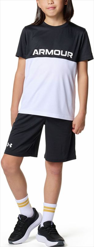 [UNDER ARMOUR] Under Armor UA Tec цвет блок футболка & шорты комплект (6001343)(001) черный / белый / белый [ посылать за товар ]