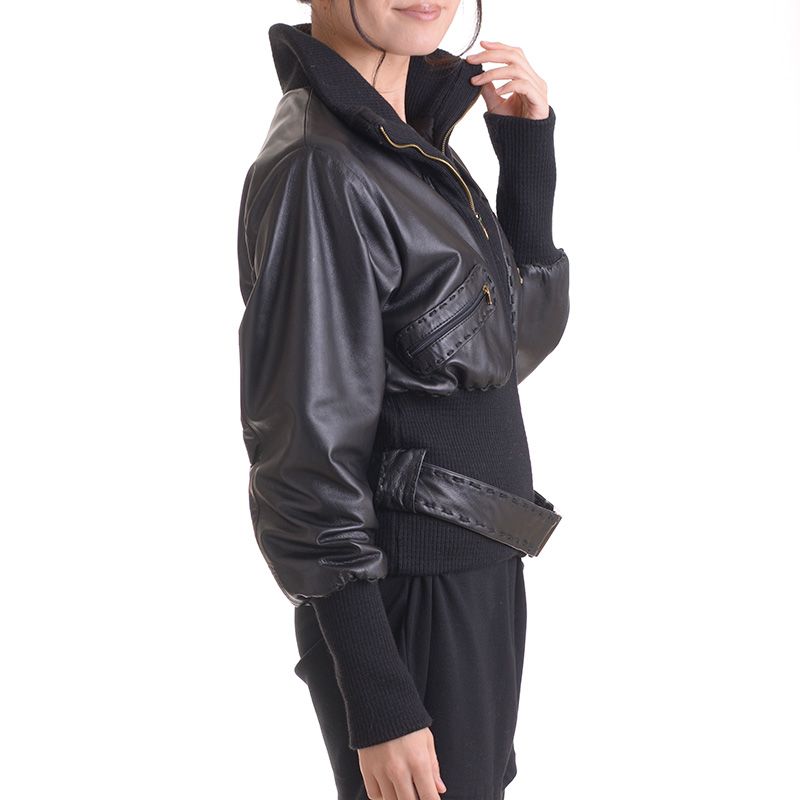 aurora イタリア製シープスキンジャケットブルゾン ライダース風