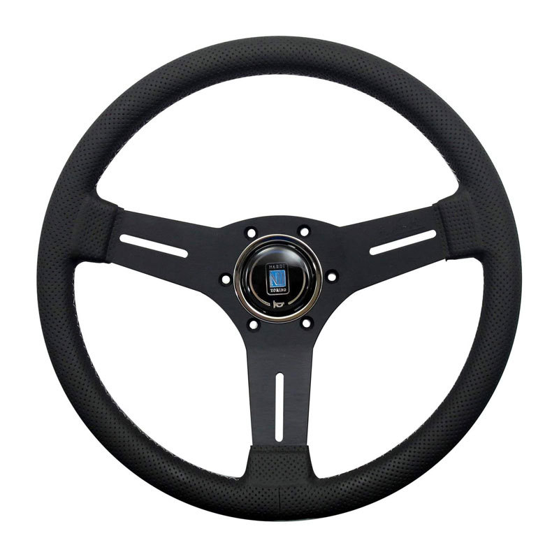 NARDI COMPETITION パンチングレザー/ブラックスポーク グレークロスステッチ N081 （ブラック） 330mmの商品画像