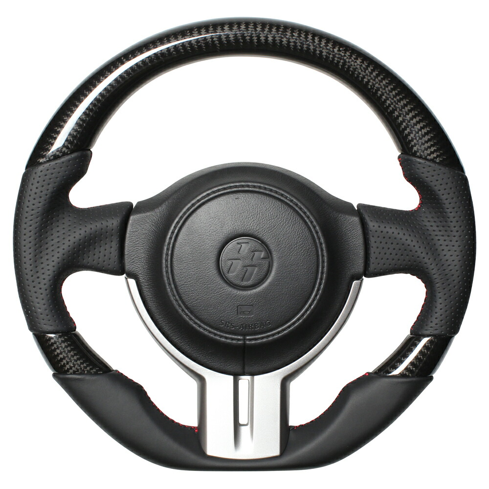 REAL レアル ステアリング プレミアムシリーズ ブラックカーボン 3C（ブラック×レッド ユーロステッチ）F4-D-BKC-3