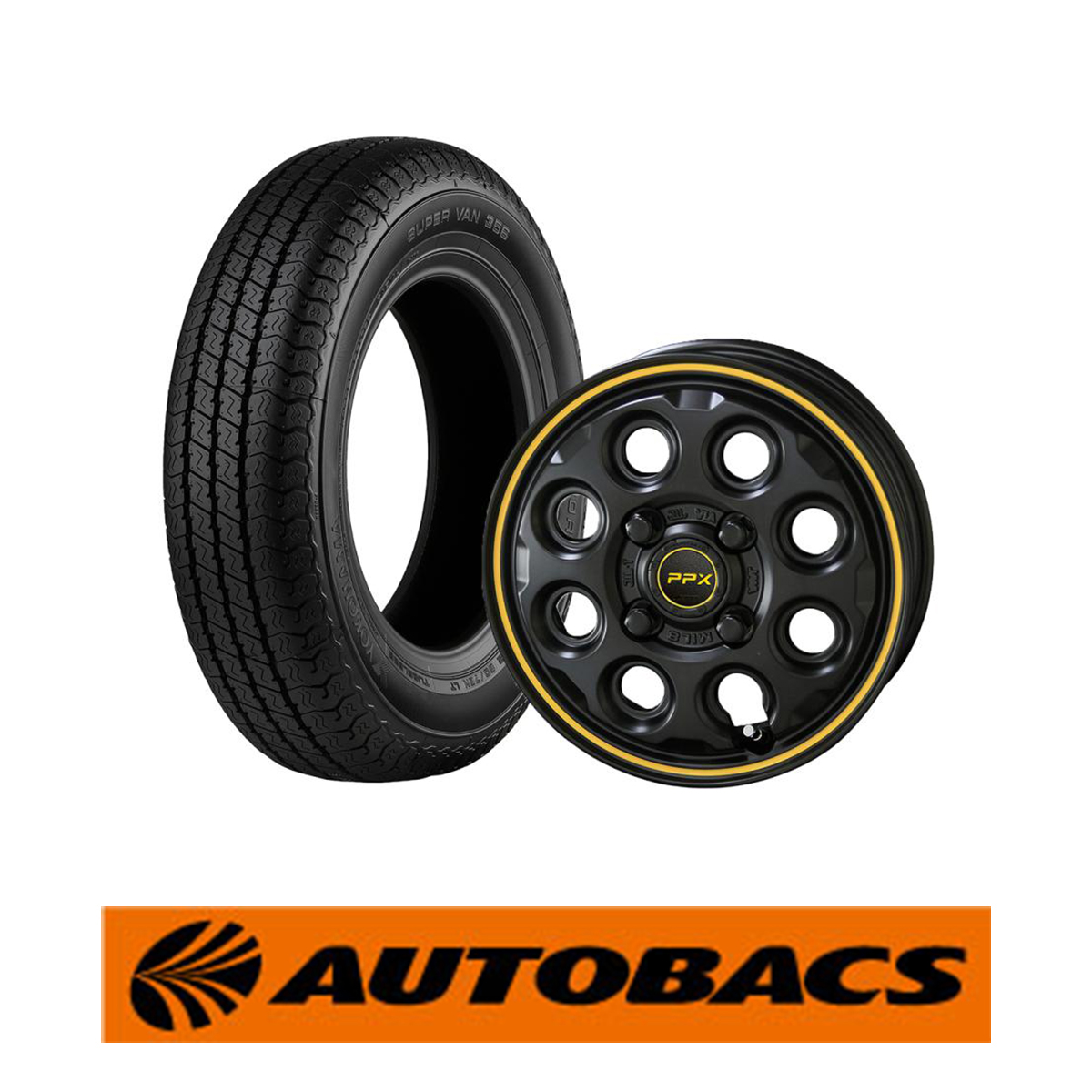145/80R12 summer tire & 12 -inch wheel 4 pcs set ( Yokohama Y356&PPX MIL:8 1235+45 4H100)
